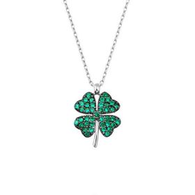 Harem Altın GMS1849 Dört Yaprak Yonca Gümüş Beyaz Kolye