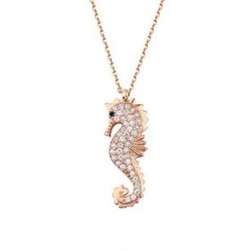 Harem Altın GMS1858 Deniz Atı Gümüş Rose Kolye