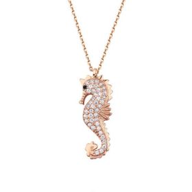 Harem Altın GMS1858 Deniz Atı Gümüş Rose Kolye