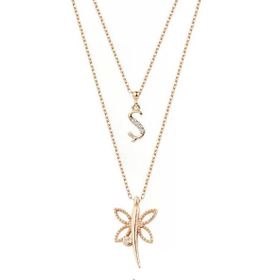 Harem Altın GMS2040 Harfli Yusufçuk Rose Renk Gümüş Kolye