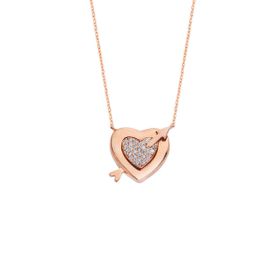 Harem Altın GMS81 Ok Ve Kalp Rose Renk Gümüş Kolye