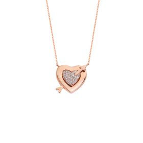 Harem Altın GMS81 Ok Ve Kalp Rose Renk Gümüş Kolye