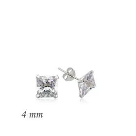 Harem Altın Gümüş Kare Tek Taş Zirkon - 4 mm Küpe