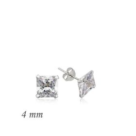 Harem Altın Gümüş Kare Tek Taş Zirkon - 4 mm Küpe