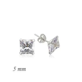Harem Altın Gümüş Kare Tek Taş Zirkon - 5 mm Küpe