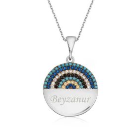 Harem Altın Gümüş Mavi Taşlı İsimli Kadın Kolye