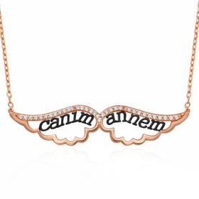 Harem Altın Gümüş Melek Canım Annem Kadın Kolye