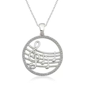 Harem Altın Gümüş Müzik Temalı Kadın Kolye