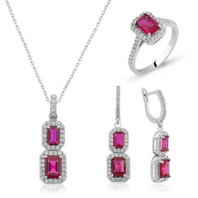 Harem Altın Gümüş Pembe Baget Taşlı Kadın Set