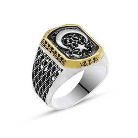 Harem Altın Gümüş Türk Bayrağı Ay Yıldız Erkek Yüzük