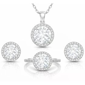 Harem Altın Gümüş Yuvarlak Montür Tek Taş Set