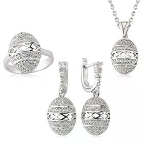 Harem Altın Gümüş Zirkon Taşlı Oval Kadın Set