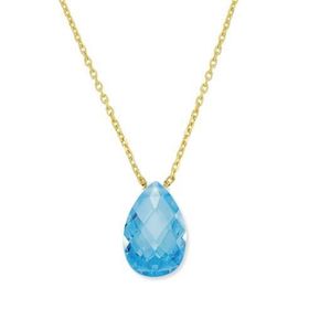 Harem Altın KLY107 14 Ayar Altın Quartz Mavi Taşlı Kolye