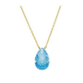 Harem Altın KLY107 14 Ayar Altın Quartz Mavi Taşlı Kolye