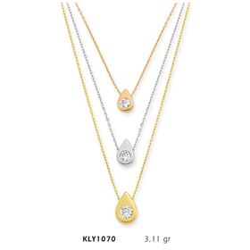 Harem Altın KLY1070 14 Ayar Altın Üçlü Tektaş Kolye