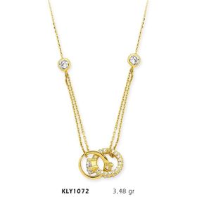 Harem Altın KLY1072 14 Ayar Altın Çift Tektaş Yüzük Kolye
