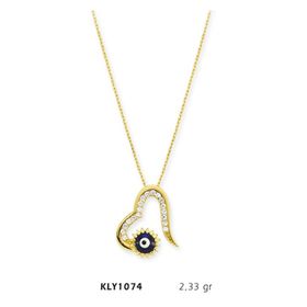 Harem Altın KLY1074 14 Ayar Altın Nazar Boncuklu Kalp Kolye