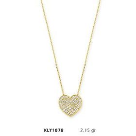 Harem Altın KLY1078 14 Ayar Altın Taşlı Kalp Kolye