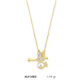 Harem Altın KLY1083 14 Ayar Altın Tektaş Taşıyan Kuş Kolye