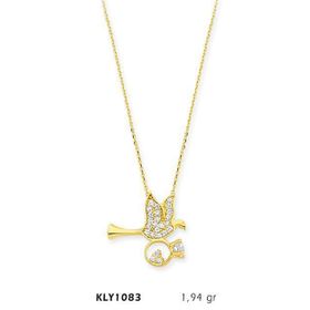 Harem Altın KLY1083 14 Ayar Altın Tektaş Taşıyan Kuş Kolye