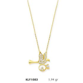 Harem Altın KLY1083 14 Ayar Altın Tektaş Taşıyan Kuş Kolye
