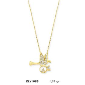 Harem Altın KLY1083 14 Ayar Altın Tektaş Taşıyan Kuş Kolye