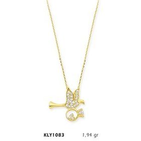 Harem Altın KLY1083 14 Ayar Altın Tektaş Taşıyan Kuş Kolye