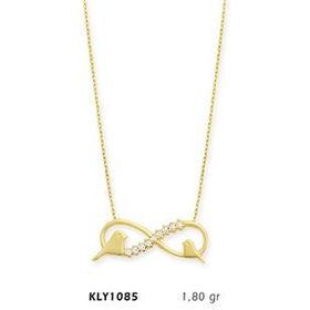 Harem Altın KLY1085 14 Ayar Altın Çift Kuş Sonsuzluk Kolye