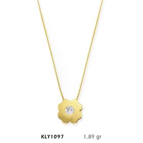 Harem Altın KLY1097 14 Ayar Altın Tektaş Çiçek Kolye