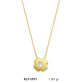 Harem Altın KLY1097 14 Ayar Altın Tektaş Yonca Kolye