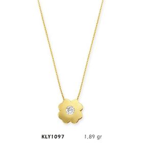 Harem Altın KLY1097 14 Ayar Altın Tektaş Yonca Kolye