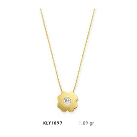 Harem Altın KLY1097 14 Ayar Altın Tektaş Yonca Kolye