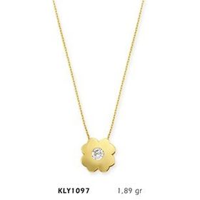 Harem Altın KLY1097 14 Ayar Altın Tektaş Yonca Kolye