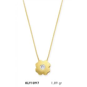 Harem Altın KLY1097 14 Ayar Altın Tektaş Yonca Kolye