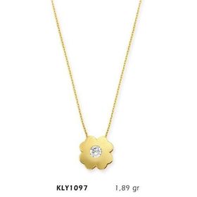 Harem Altın KLY1097 14 Ayar Altın Tektaş Yonca Kolye