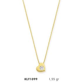 Harem Altın KLY1099 14 Ayar Altın Tektaş Kalp Kolye