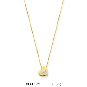 Harem Altın KLY1099 14 Ayar Altın Tektaş Kalp Kolye