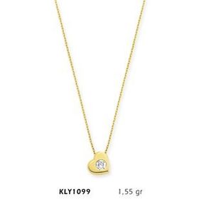 Harem Altın KLY1099 14 Ayar Altın Tektaş Kalp Kolye