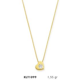 Harem Altın KLY1099 14 Ayar Altın Tektaş Kalp Kolye