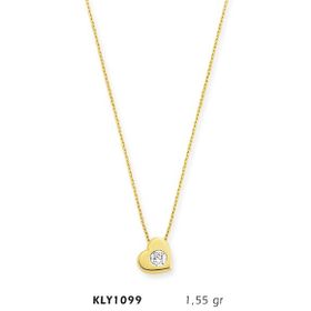 Harem Altın KLY1099 14 Ayar Altın Tektaş Kalp Kolye