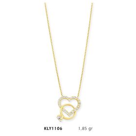 Harem Altın KLY1106 14 Ayar Altın Tektaş Yüzük Kalp Kolye