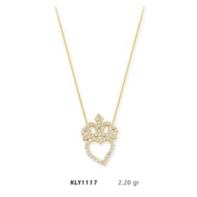 Harem Altın KLY1117 14 Ayar Altın Kral Tacı Kalp Kolye