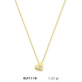 Harem Altın KLY1118 14 Ayar Altın Tektaş Kalp Kolye