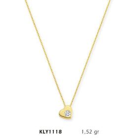 Harem Altın KLY1118 14 Ayar Altın Tektaş Kalp Kolye
