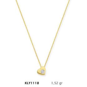 Harem Altın KLY1118 14 Ayar Altın Tektaş Kalp Kolye