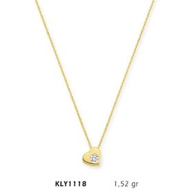 Harem Altın KLY1118 14 Ayar Altın Tektaş Kalp Kolye