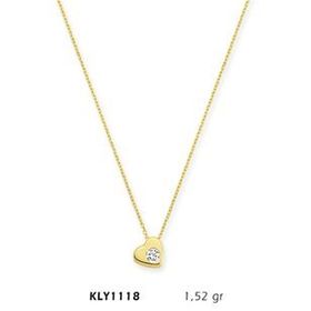 Harem Altın KLY1118 14 Ayar Altın Tektaş Kalp Kolye