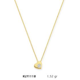Harem Altın KLY1118 14 Ayar Altın Tektaş Kalp Kolye