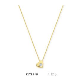 Harem Altın KLY1118 14 Ayar Altın Tektaş Kalp Kolye