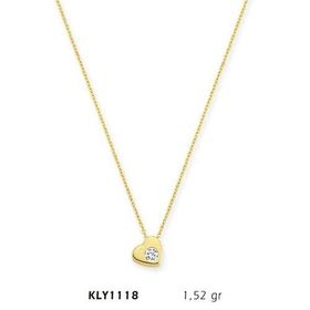Harem Altın KLY1118 14 Ayar Altın Tektaş Kalp Kolye